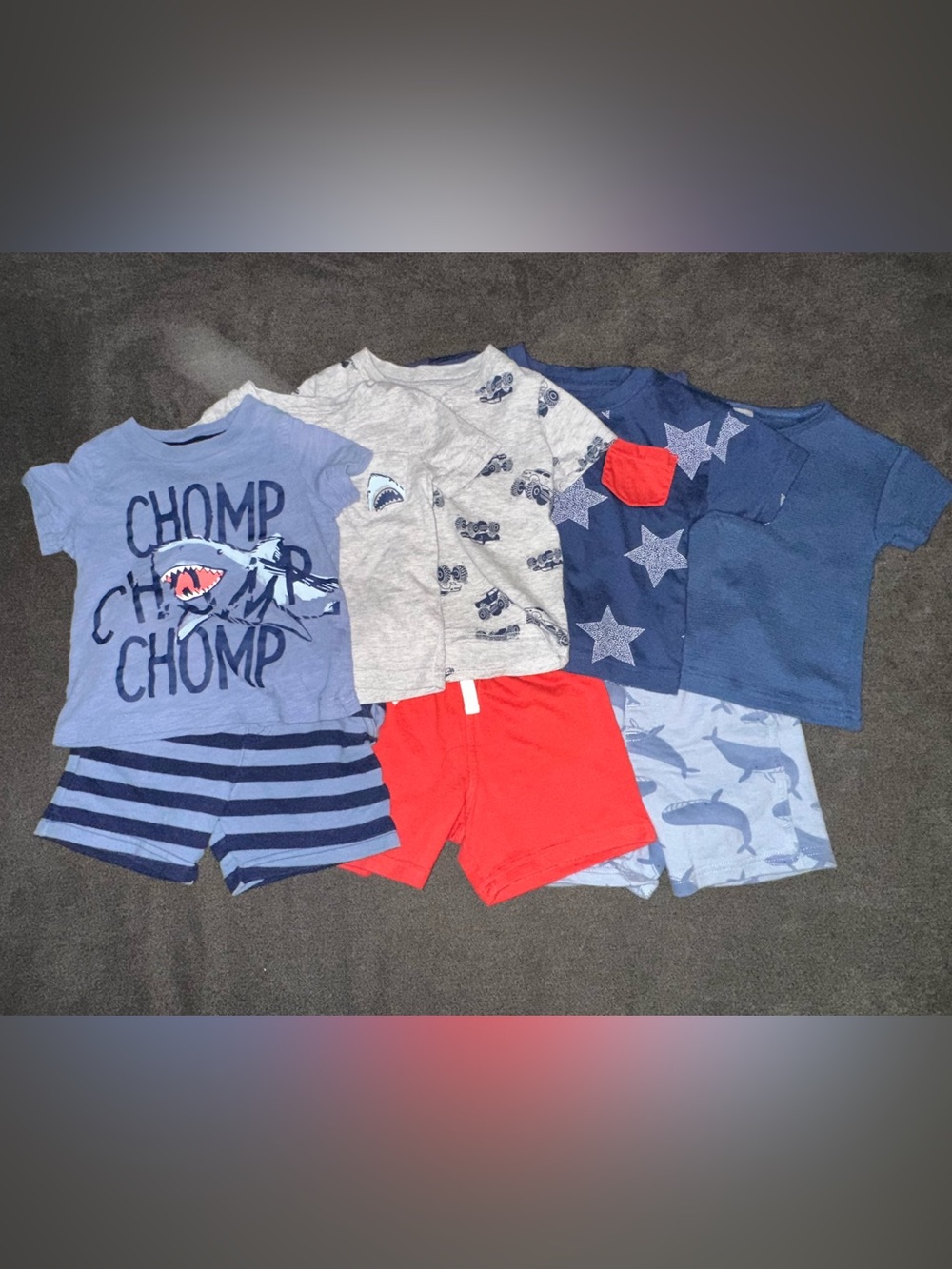 Set of 4 Baby Boy Tops and 3 Pairs of Shorts